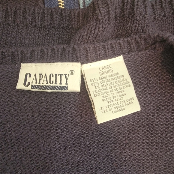 Capacity Vintage Ugly Sweater Zip Up Vest Size L - Picture 6 of 6